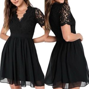 Lulu's Angel in Disguise Black Lace Mini Dress